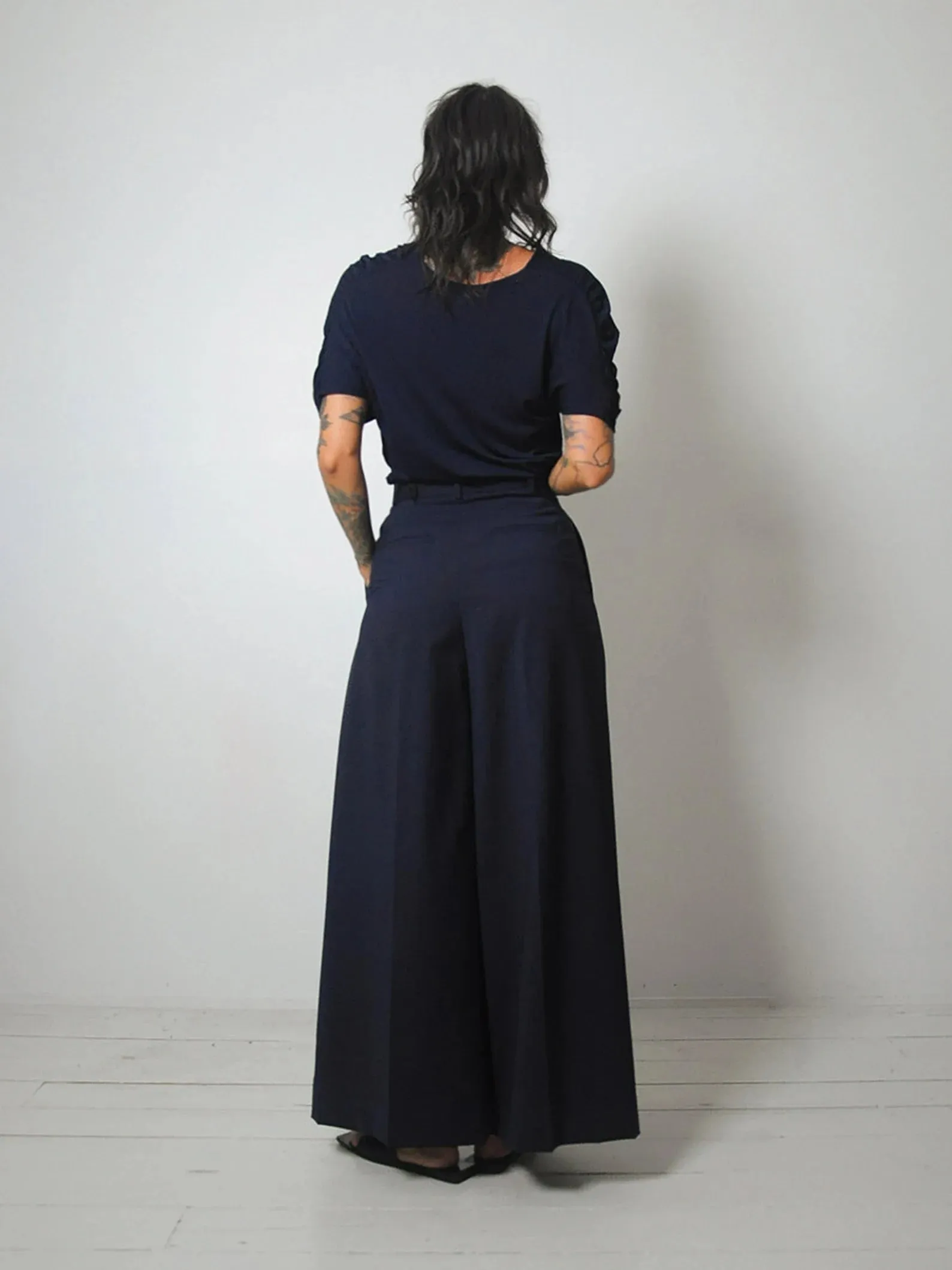 1930's Navy Ruched Blouse