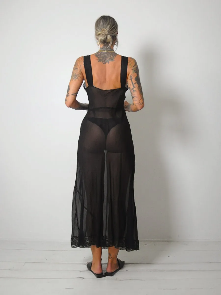1950's Black Bias Slip Dress