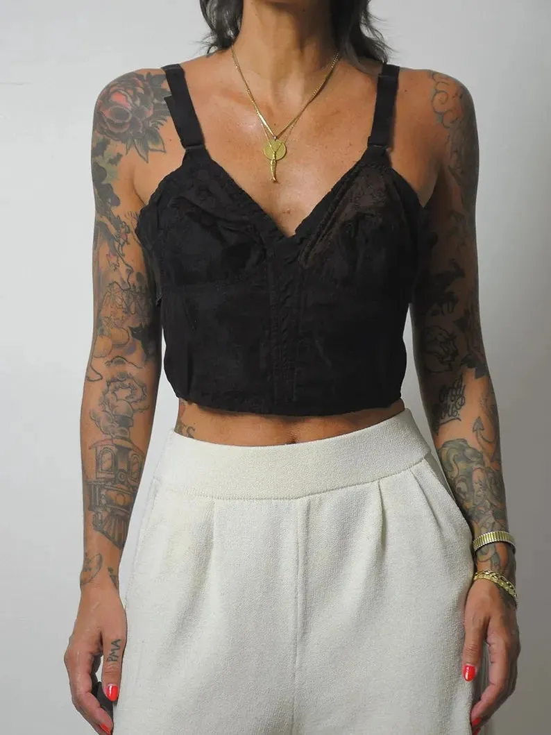 1950's Black Lace Bustier Top