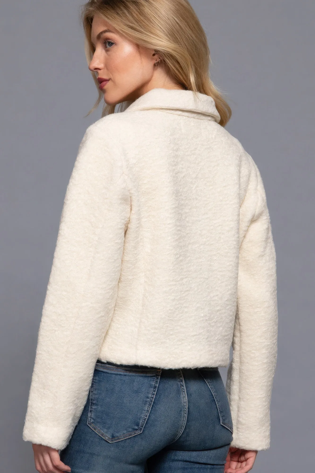 Active USA | Long Sleeve Teddy Fleece Short Jacket