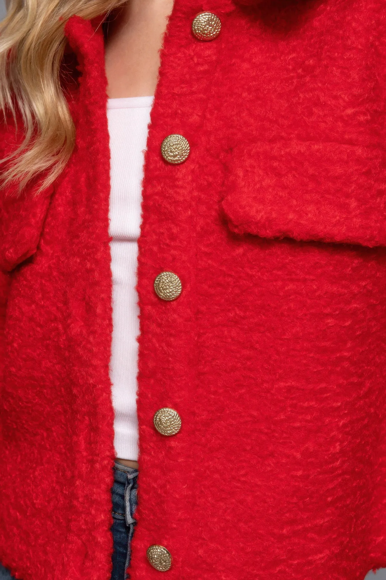 Active USA | Long Sleeve Teddy Fleece Short Jacket