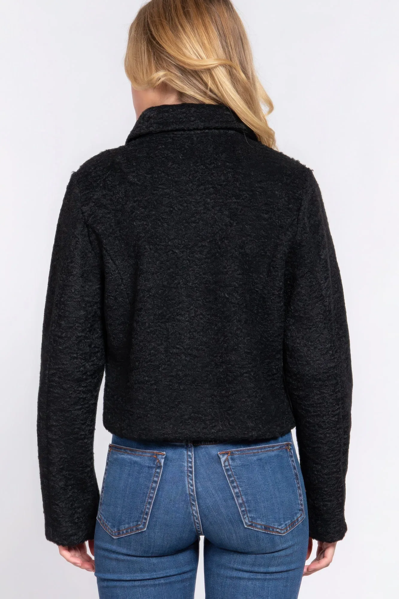 Active USA | Long Sleeve Teddy Fleece Short Jacket