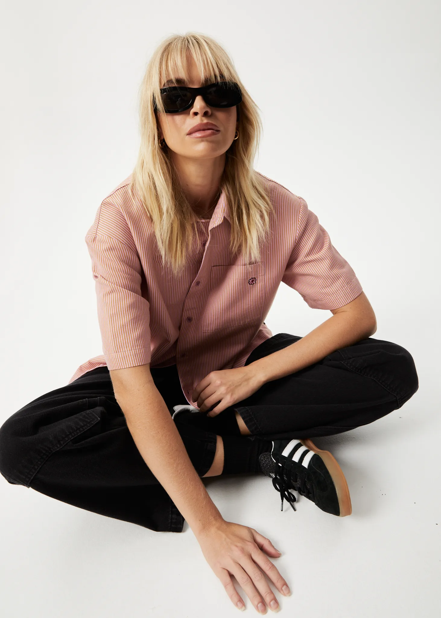 AFENDS Unisex Night Shade - Short Sleeve Shirt - Mustard Stripe