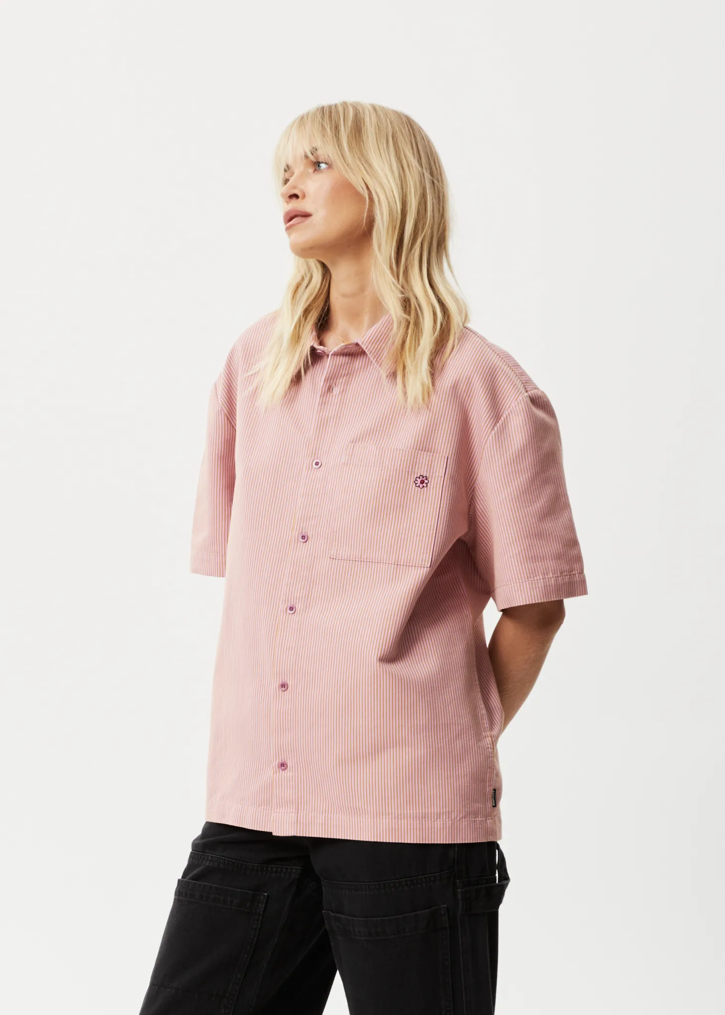 AFENDS Unisex Night Shade - Short Sleeve Shirt - Mustard Stripe