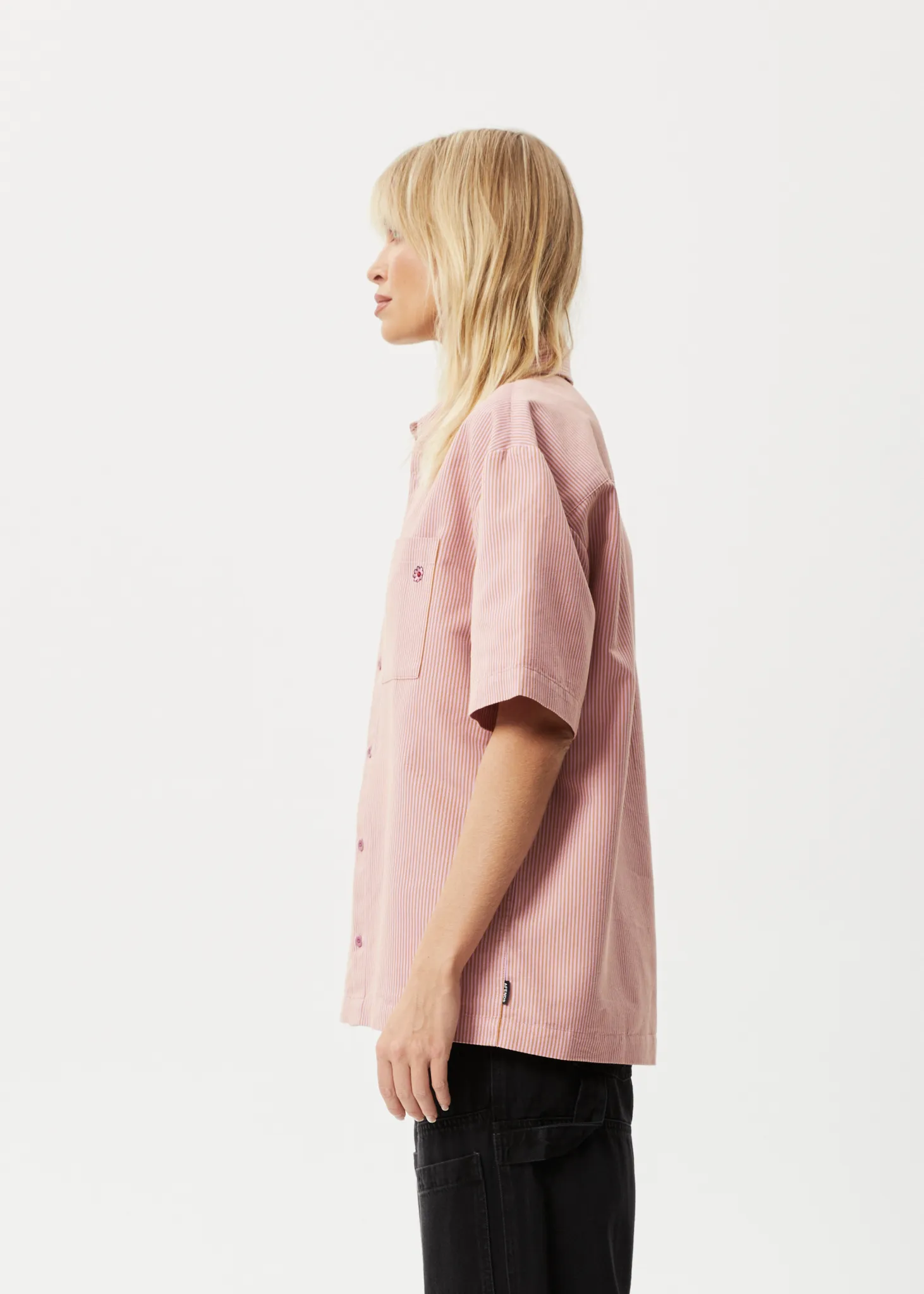 AFENDS Unisex Night Shade - Short Sleeve Shirt - Mustard Stripe