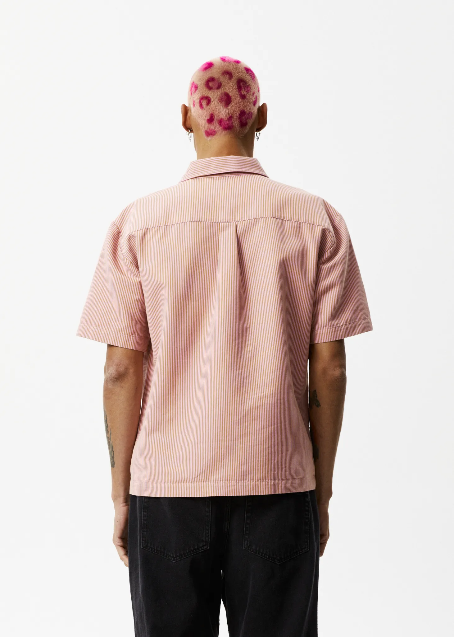 AFENDS Unisex Night Shade - Short Sleeve Shirt - Mustard Stripe