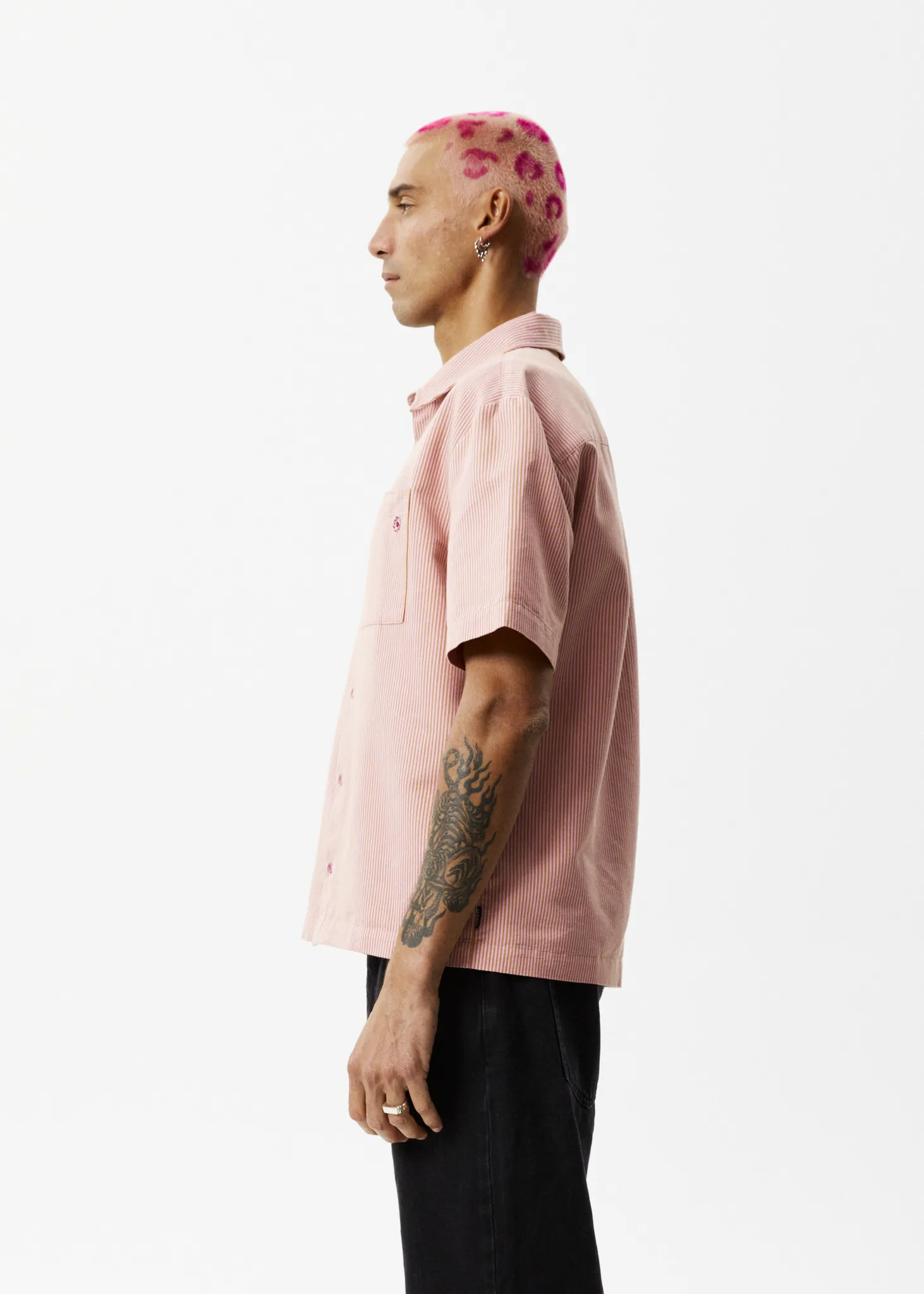 AFENDS Unisex Night Shade - Short Sleeve Shirt - Mustard Stripe