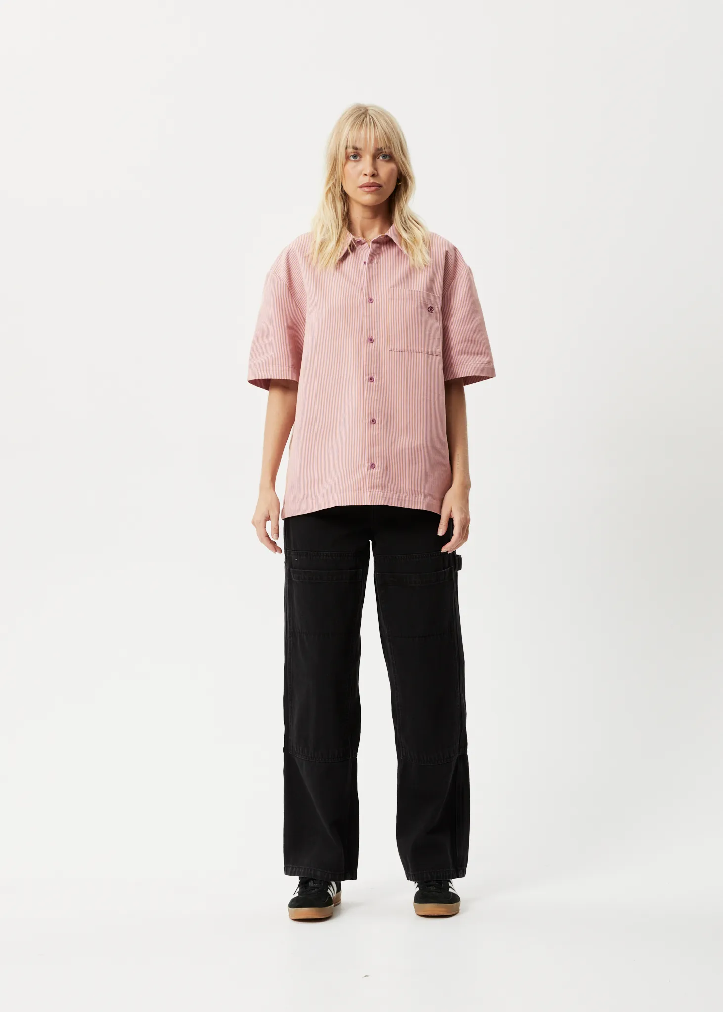 AFENDS Unisex Night Shade - Short Sleeve Shirt - Mustard Stripe