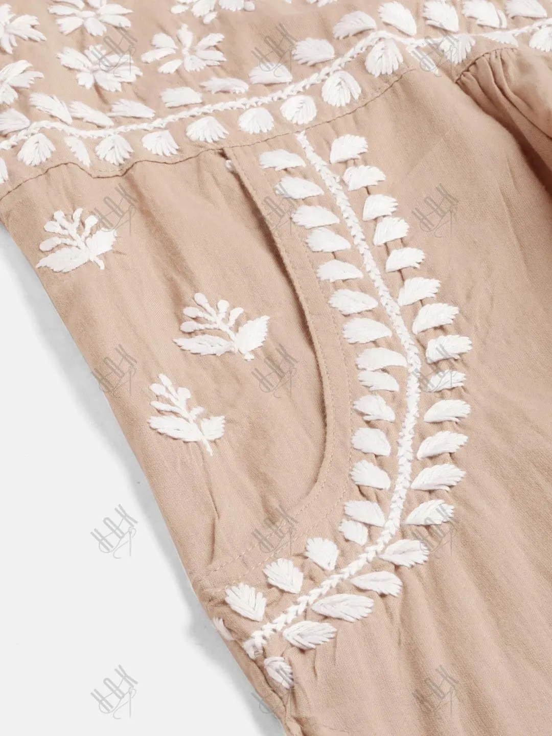 Asmita in HOK Chikankari Kurti for Women - Beige