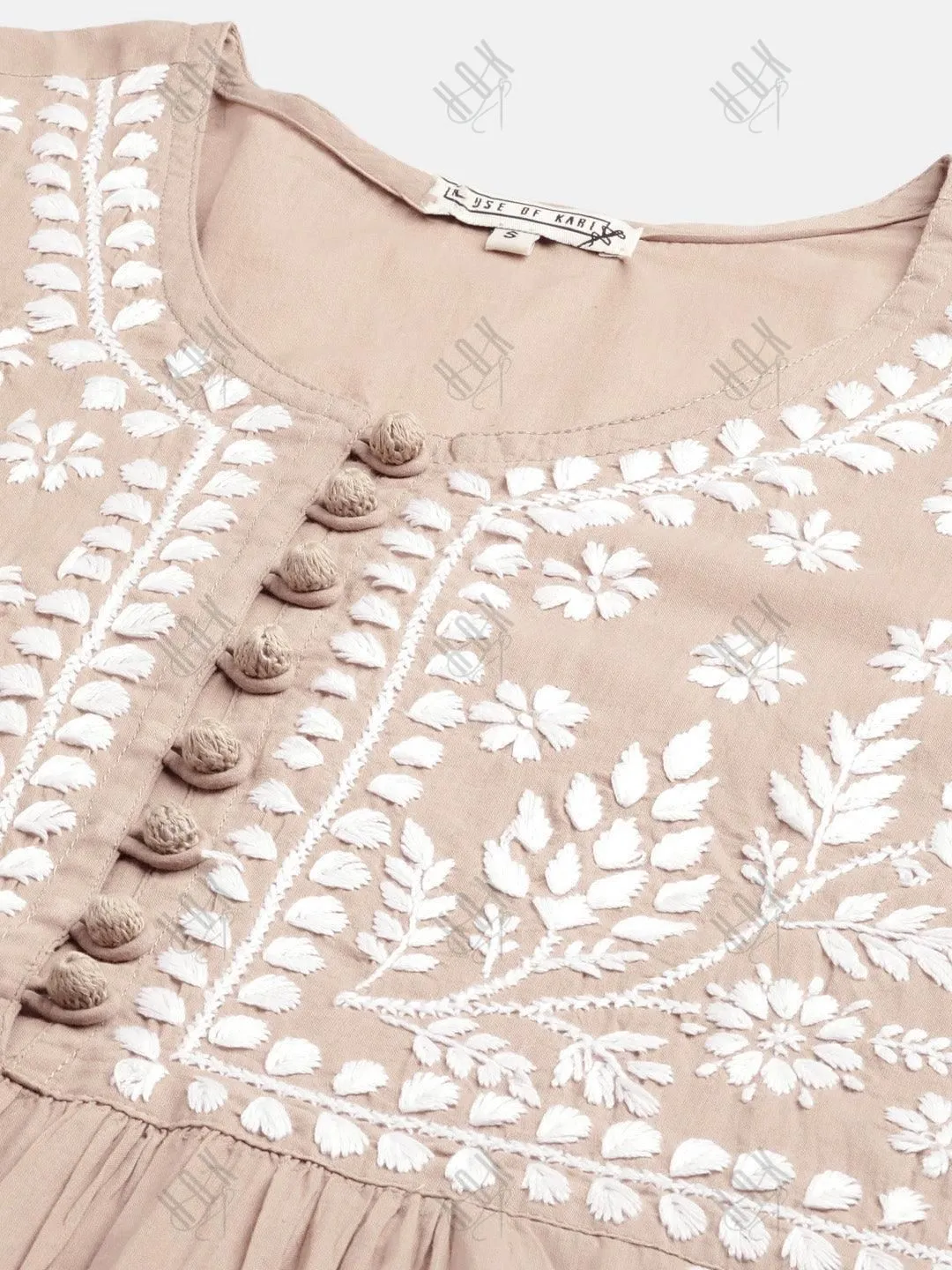 Asmita in HOK Chikankari Kurti for Women - Beige