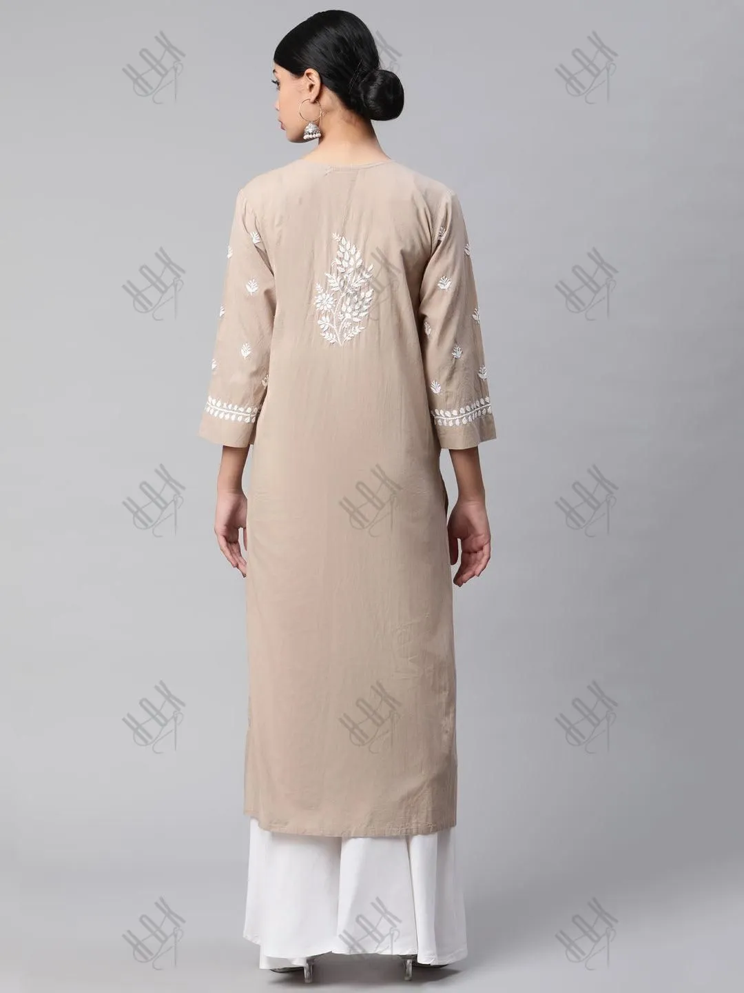 Asmita in HOK Chikankari Kurti for Women - Beige