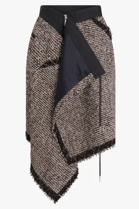 Asymmetric Tweed Skirt | Brown