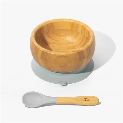Avanchy Organic Bamboo Suction Baby Bowl   Spoon