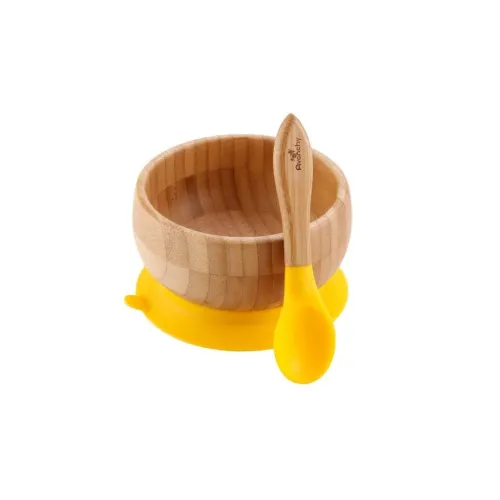 Avanchy Organic Bamboo Suction Baby Bowl   Spoon