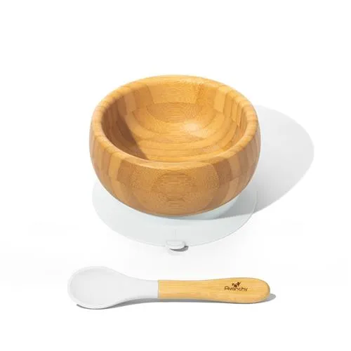 Avanchy Organic Bamboo Suction Baby Bowl   Spoon