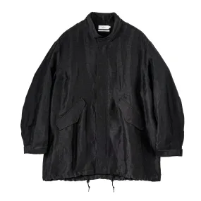 Back Satin Linen Cupro Short Mods Coat