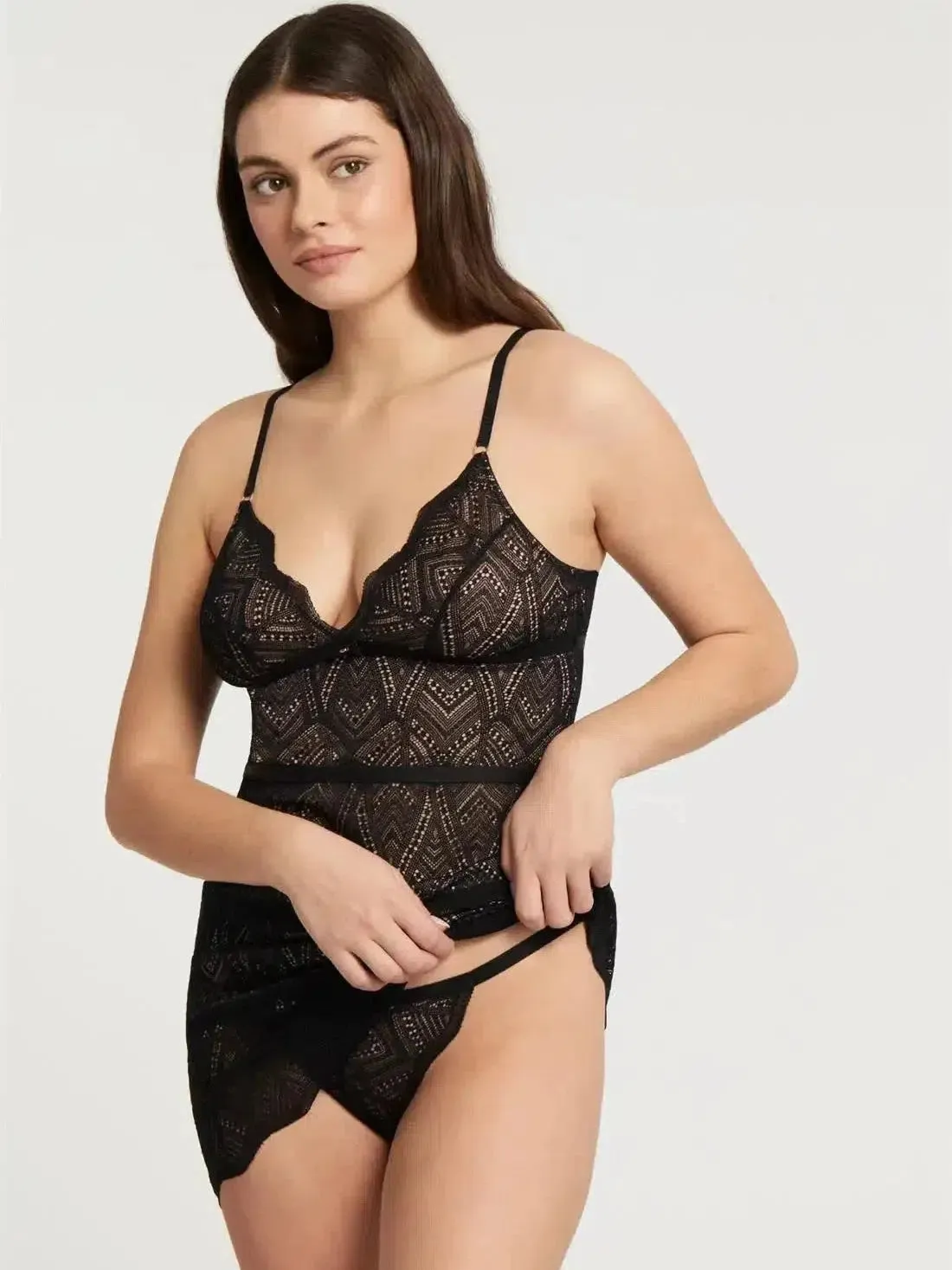 Black All Lace Slip Panty Gift Set