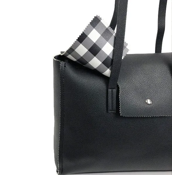 BTT19169 Everyday Tote w/ Gingham-Print Lining