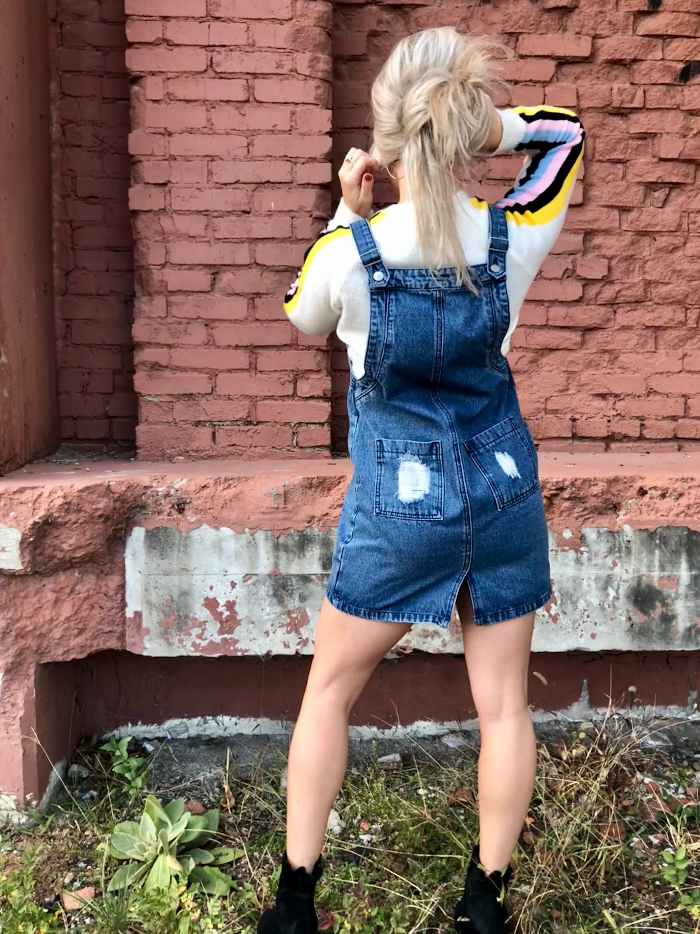 Calling Good Times Denim Overall Dress