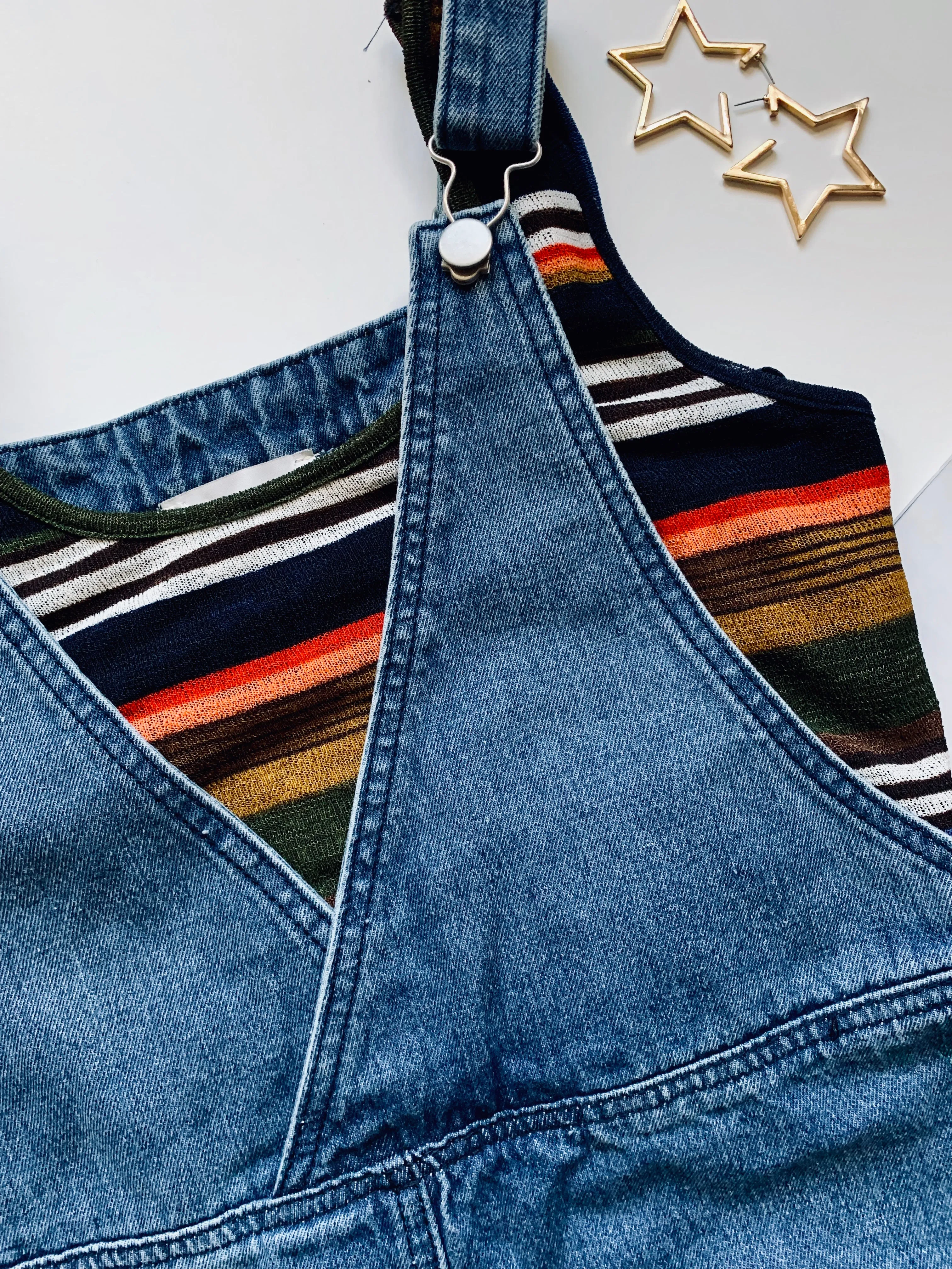 Calling Good Times Denim Overall Dress