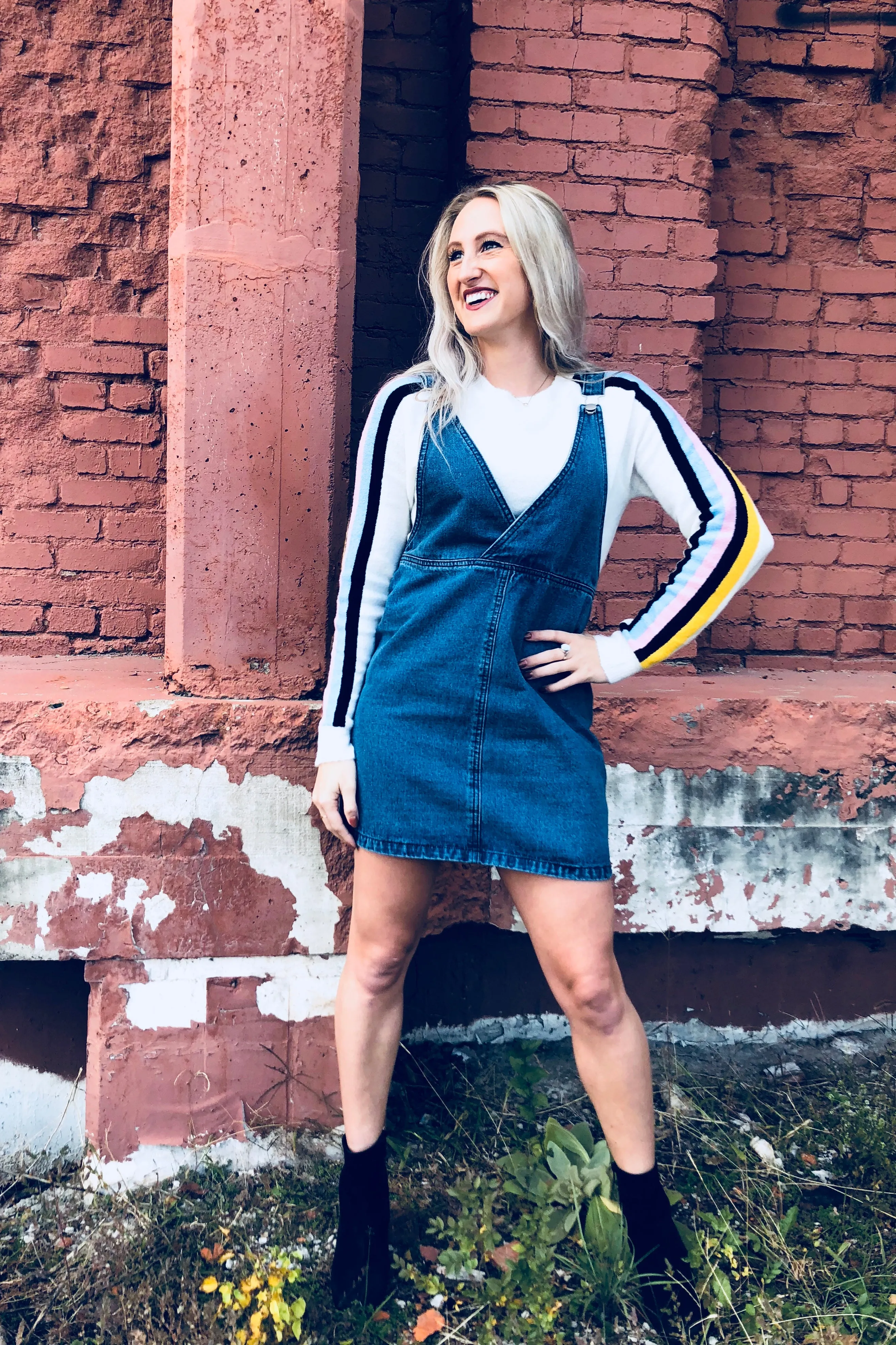 Calling Good Times Denim Overall Dress