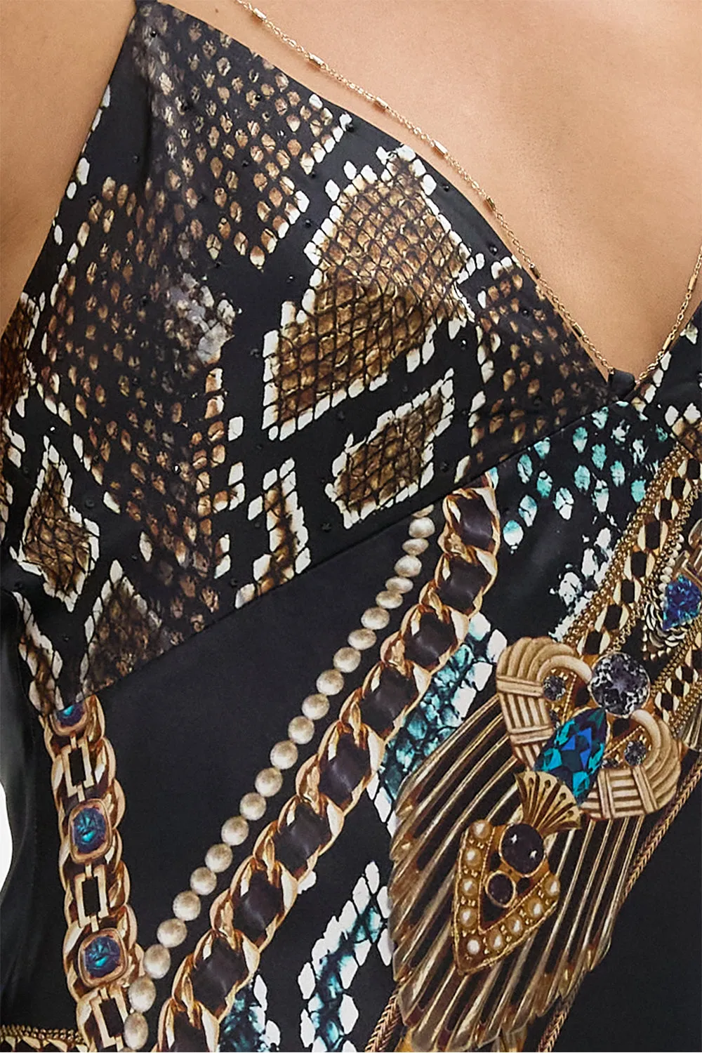 CHAIN DETAIL SLIP DRESS