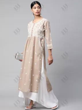 Chikankari Hand embroidery Round neck Dress
