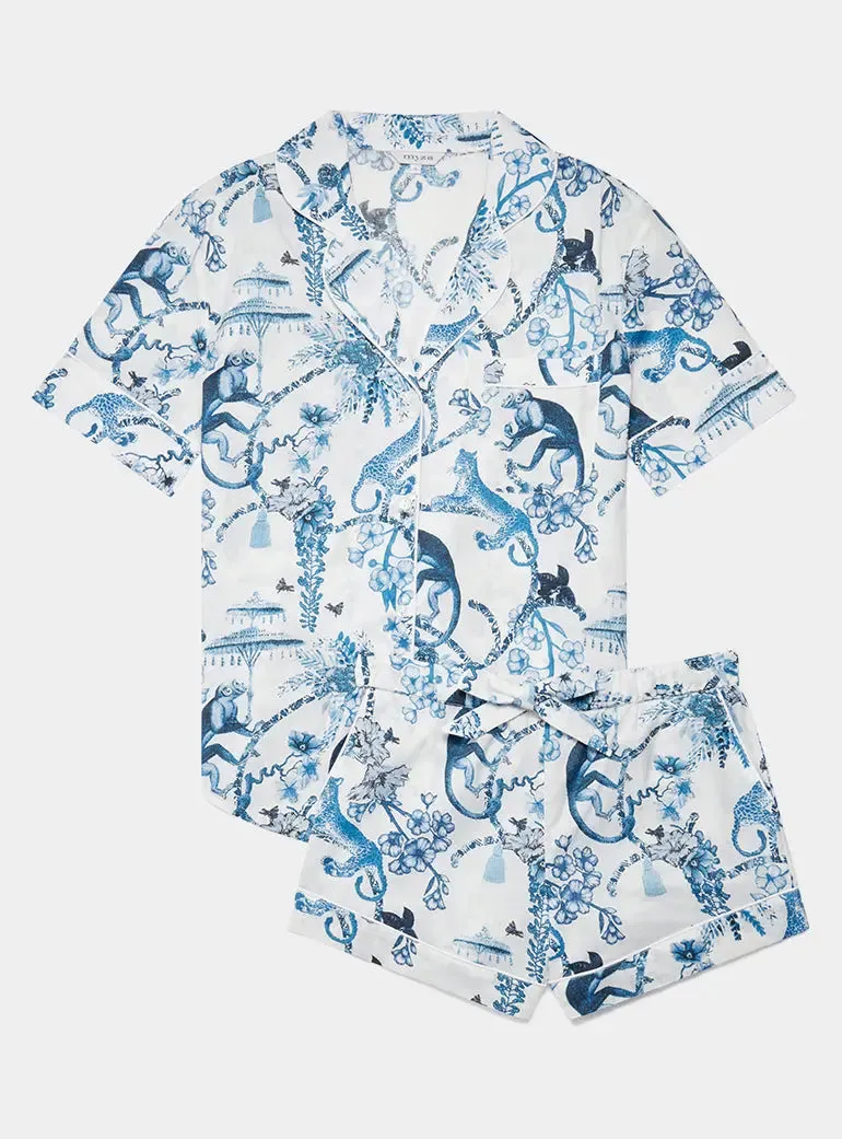 Chinoiserie Whimsy Women's Short Sleeve Organic Cotton Pyjama Short Set