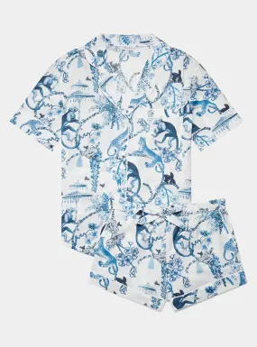 Chinoiserie Whimsy Women's Short Sleeve Organic Cotton Pyjama Short Set