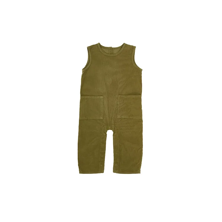 Corduroy Relaxed Overall - Olive - 6-18m
