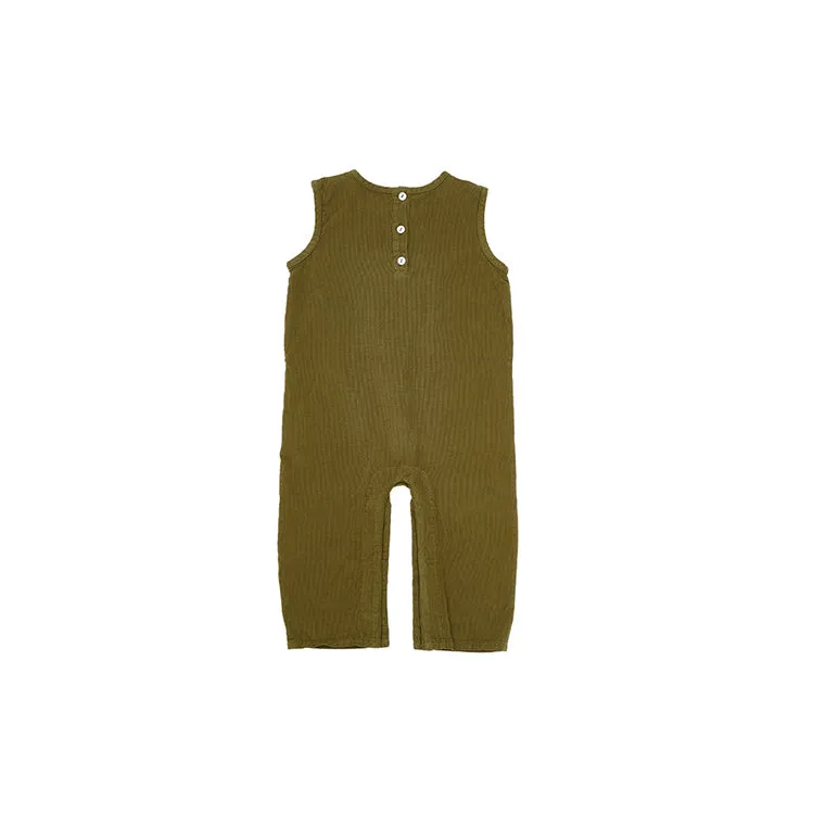 Corduroy Relaxed Overall - Olive - 6-18m