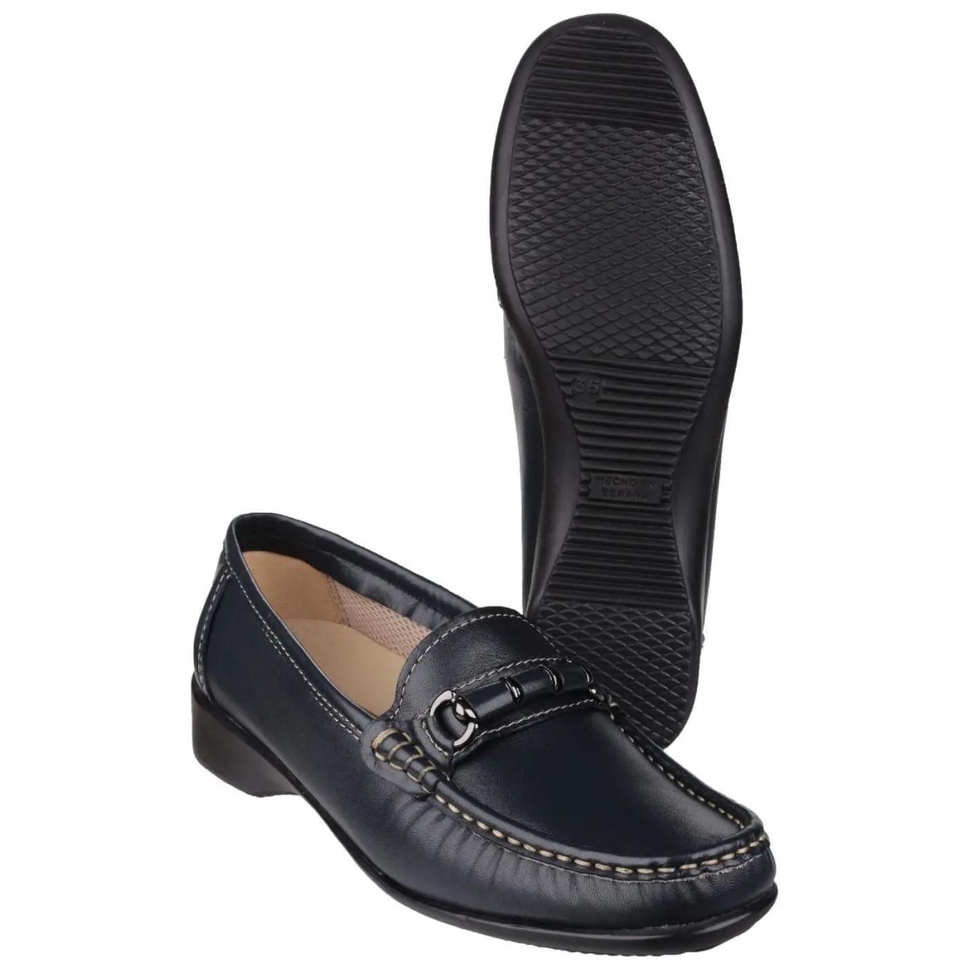 Cotswold Barrington Navy Ladies Leather Slip Ons