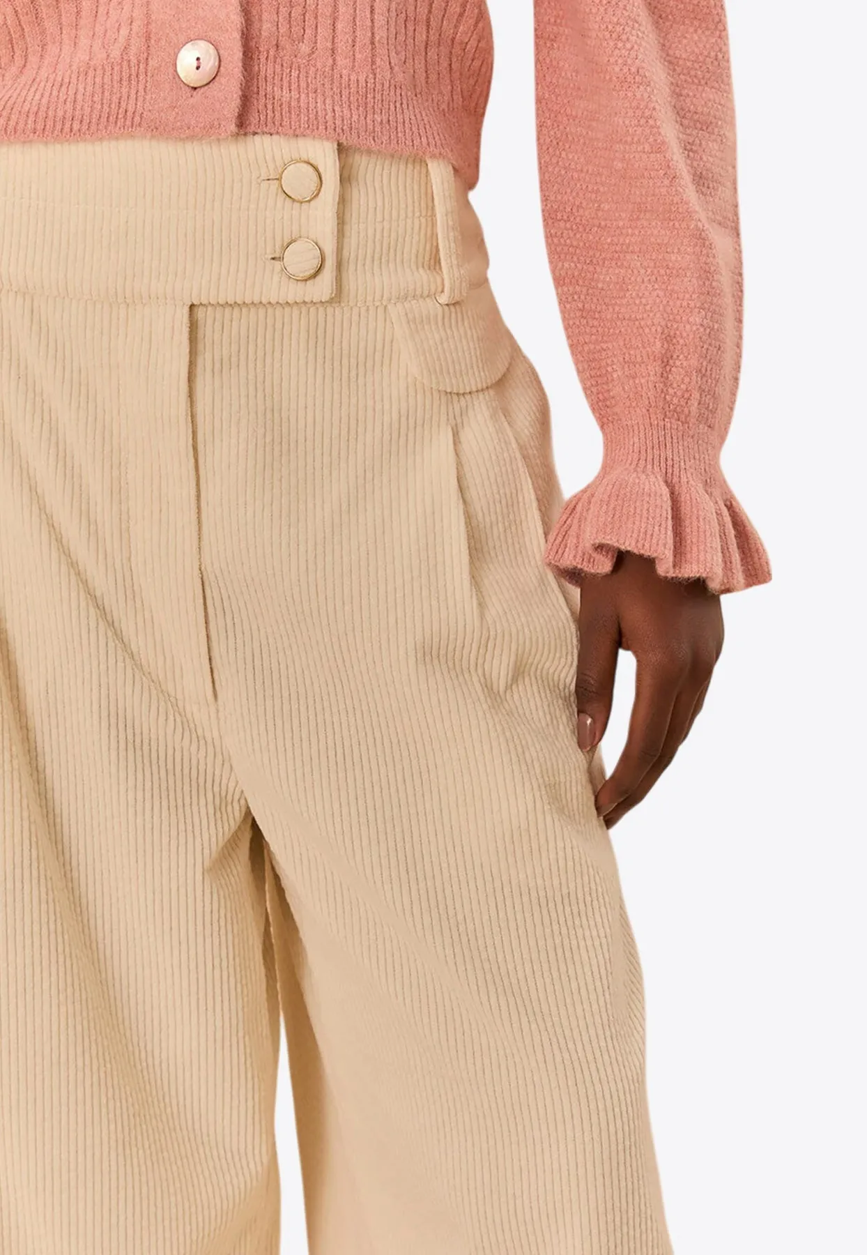 Double Waistband Wide-Leg Pants