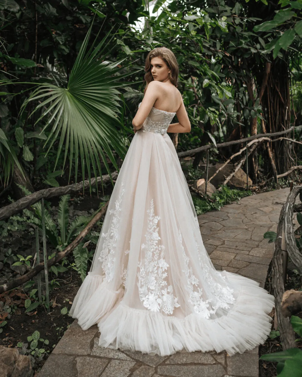 Elegant Off-Shoulder Wedding Dress with Tulle - Floral Applique Wedding Gown Plus Size - LEILA