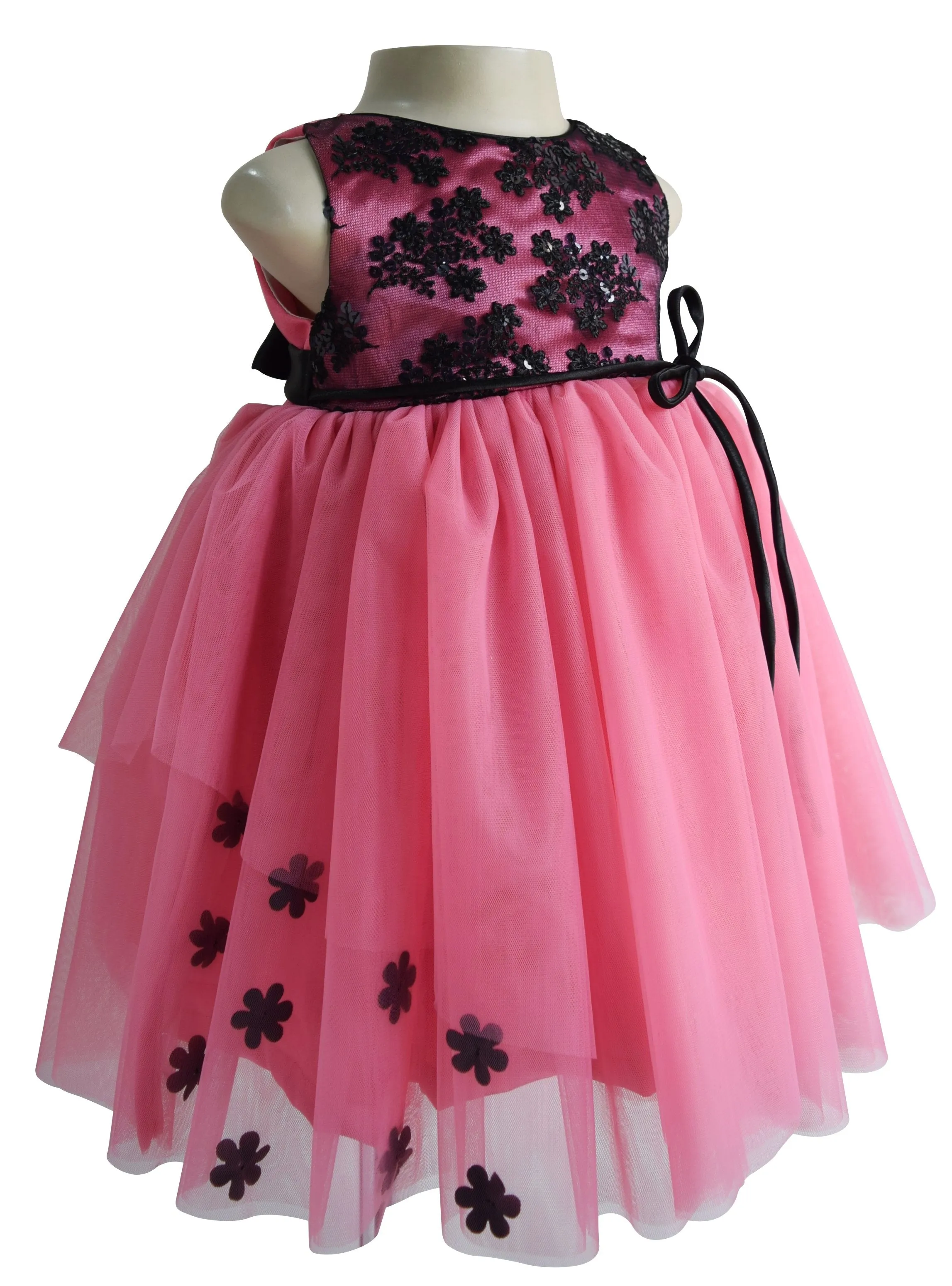 Faye Black & Onion Pink Layered Dress