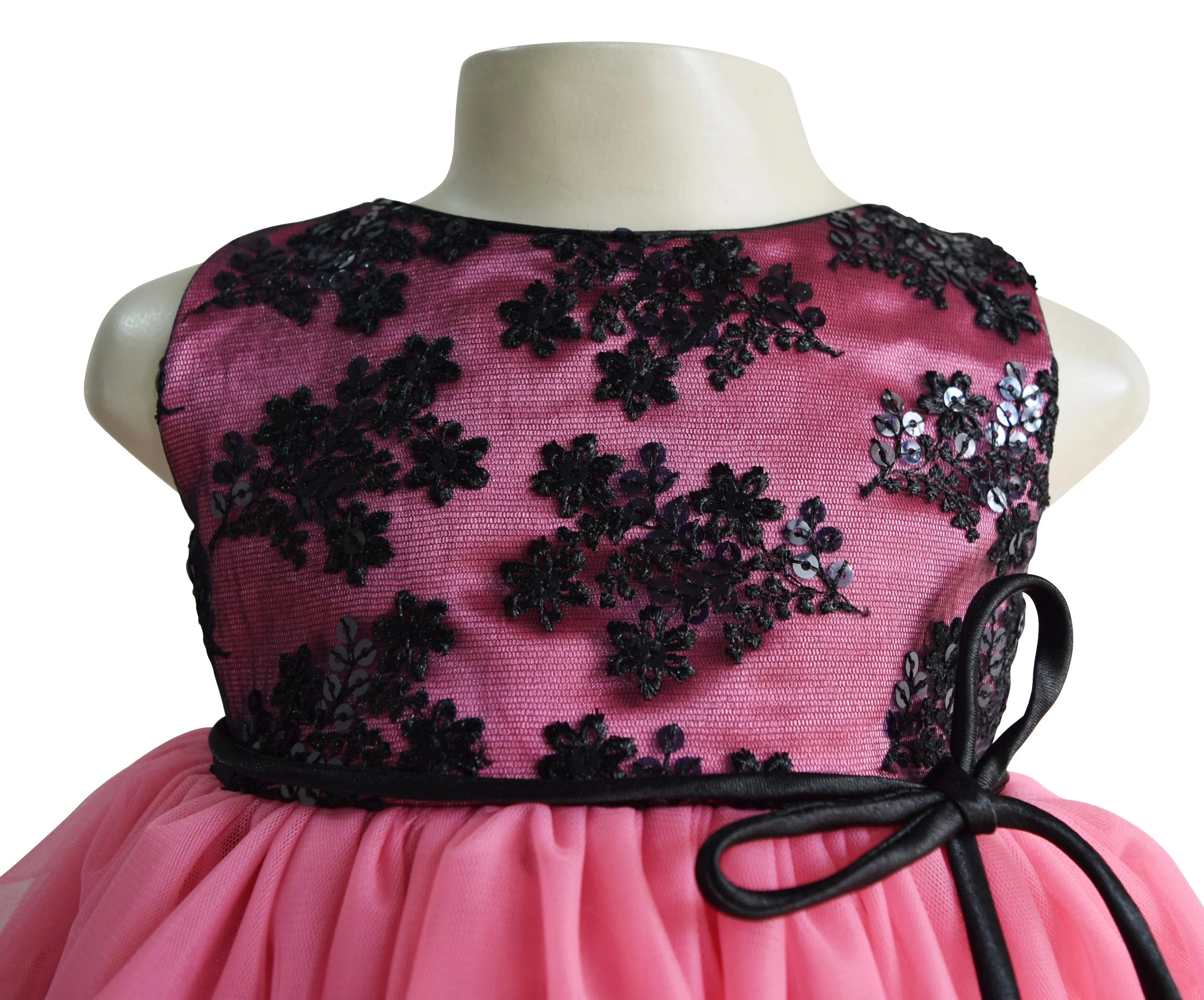 Faye Black & Onion Pink Layered Dress