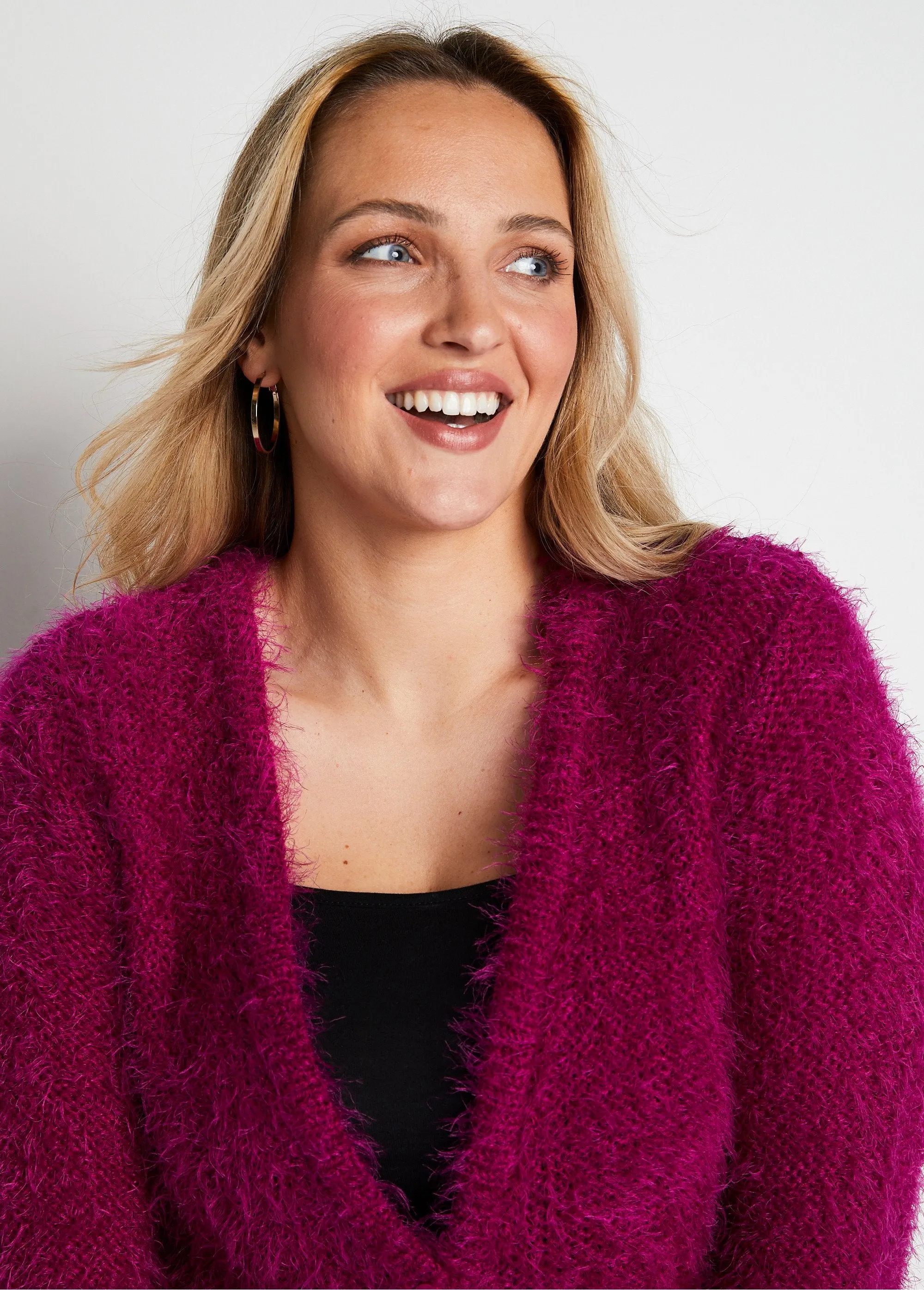 Gilet boutonné mi-long maille douce