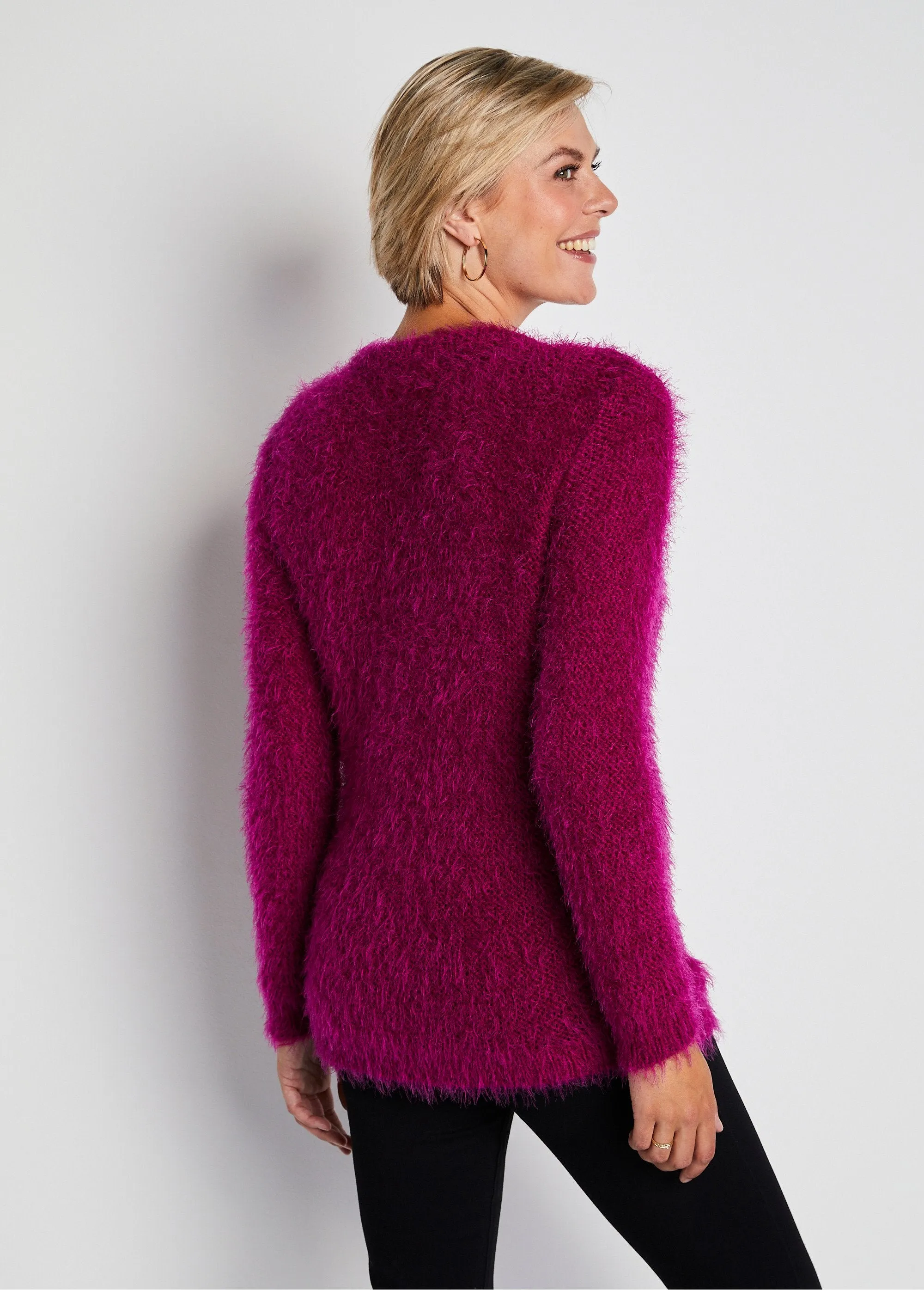 Gilet boutonné mi-long maille douce