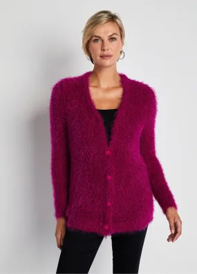 Gilet boutonné mi-long maille douce