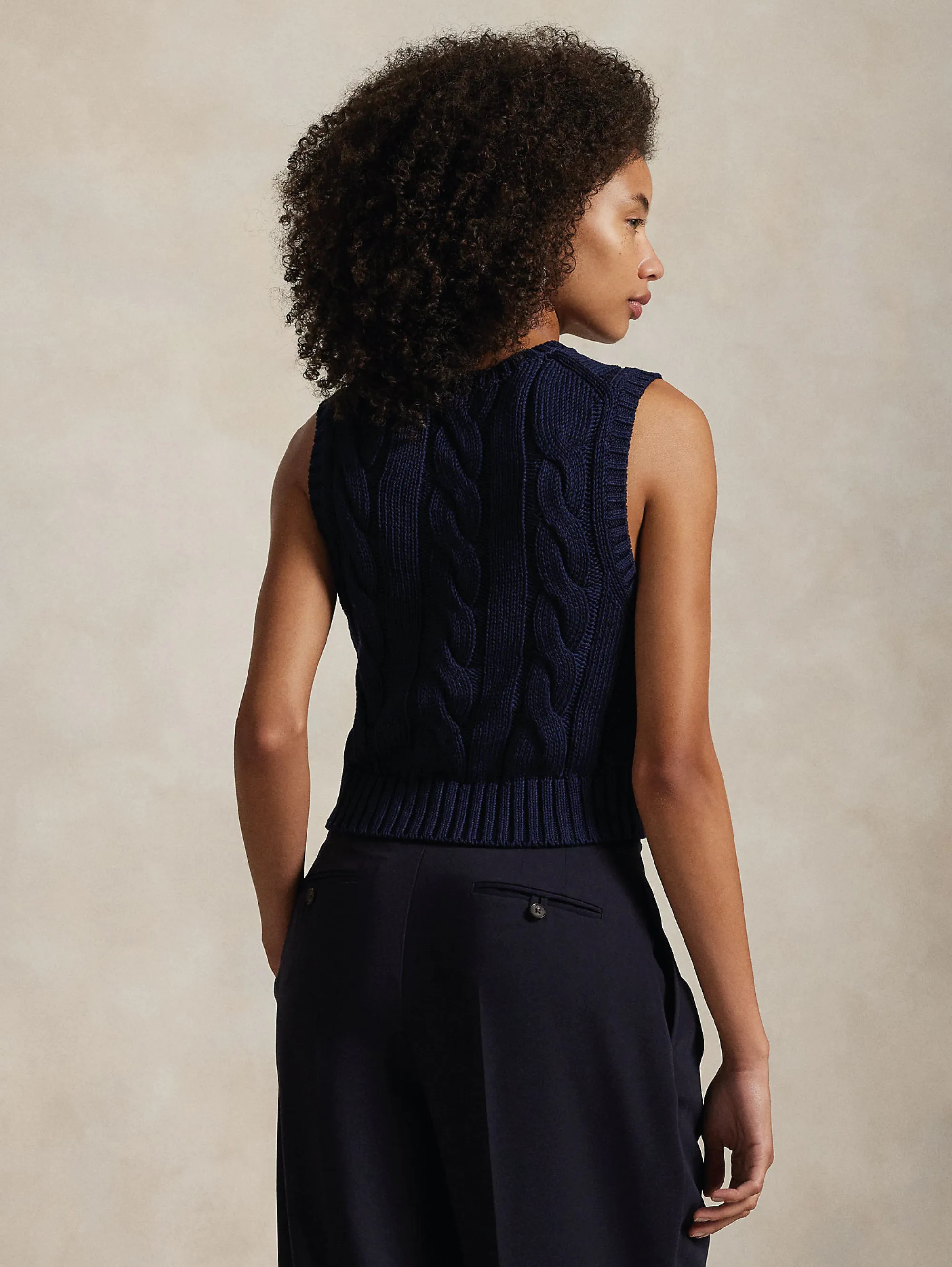 Gilet in Maglia a Trecce Blu