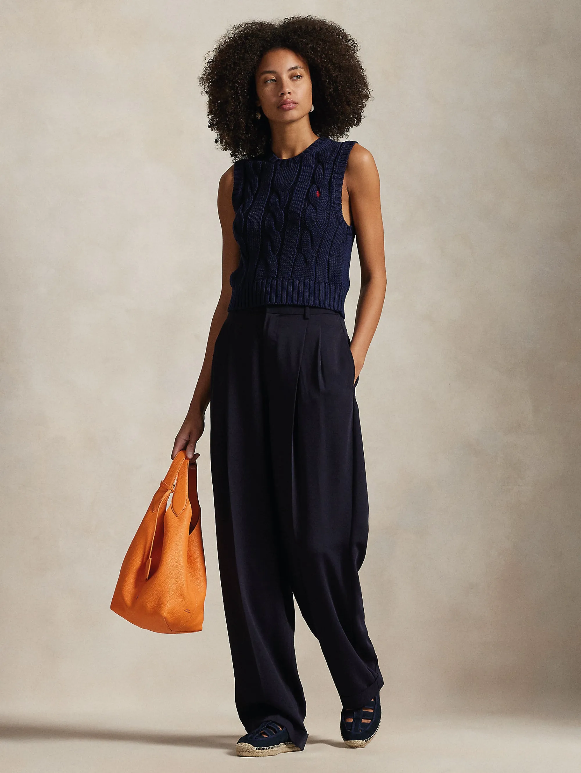Gilet in Maglia a Trecce Blu