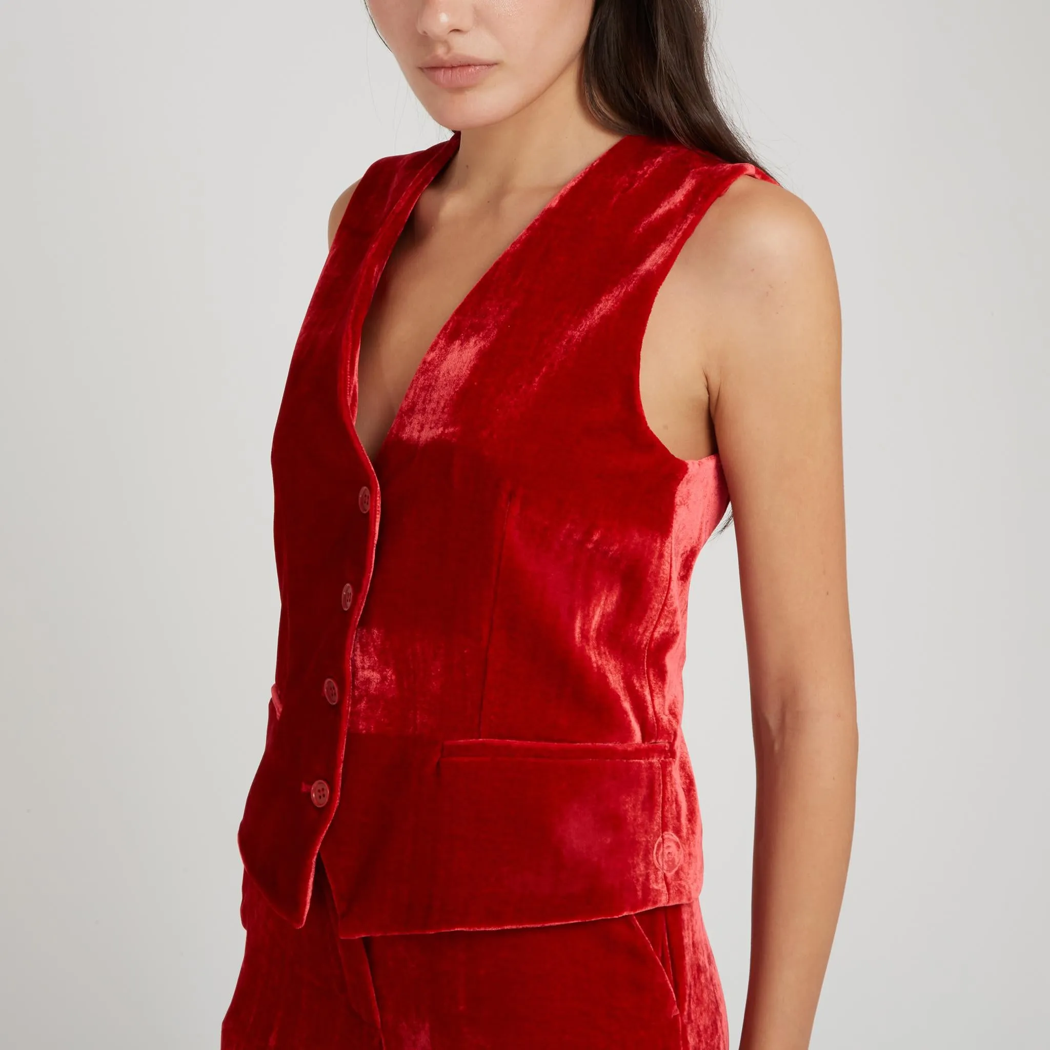 Gilet in velluto rosso