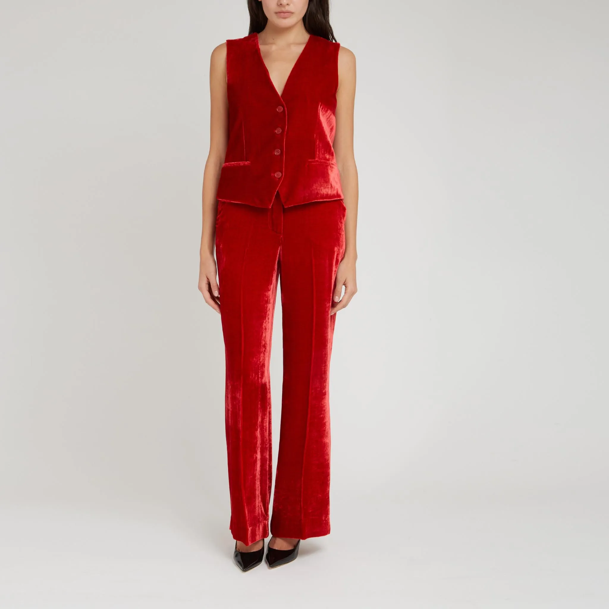 Gilet in velluto rosso