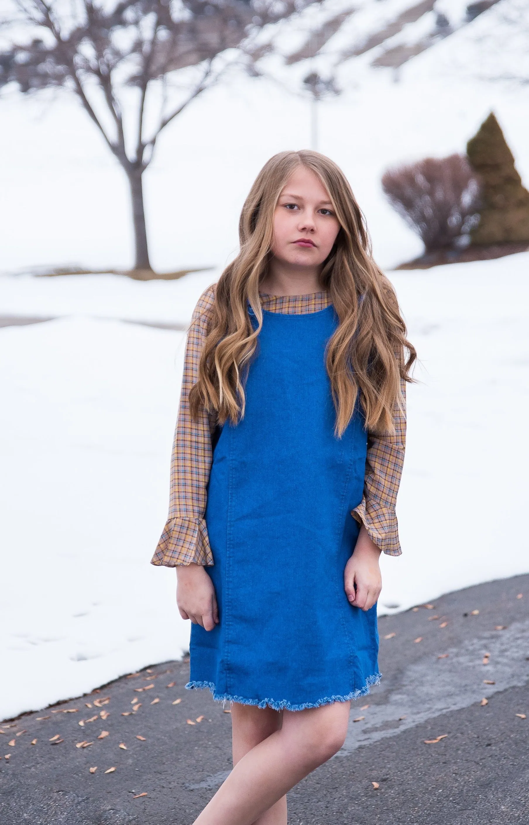 Girls Denim Overall Dress
