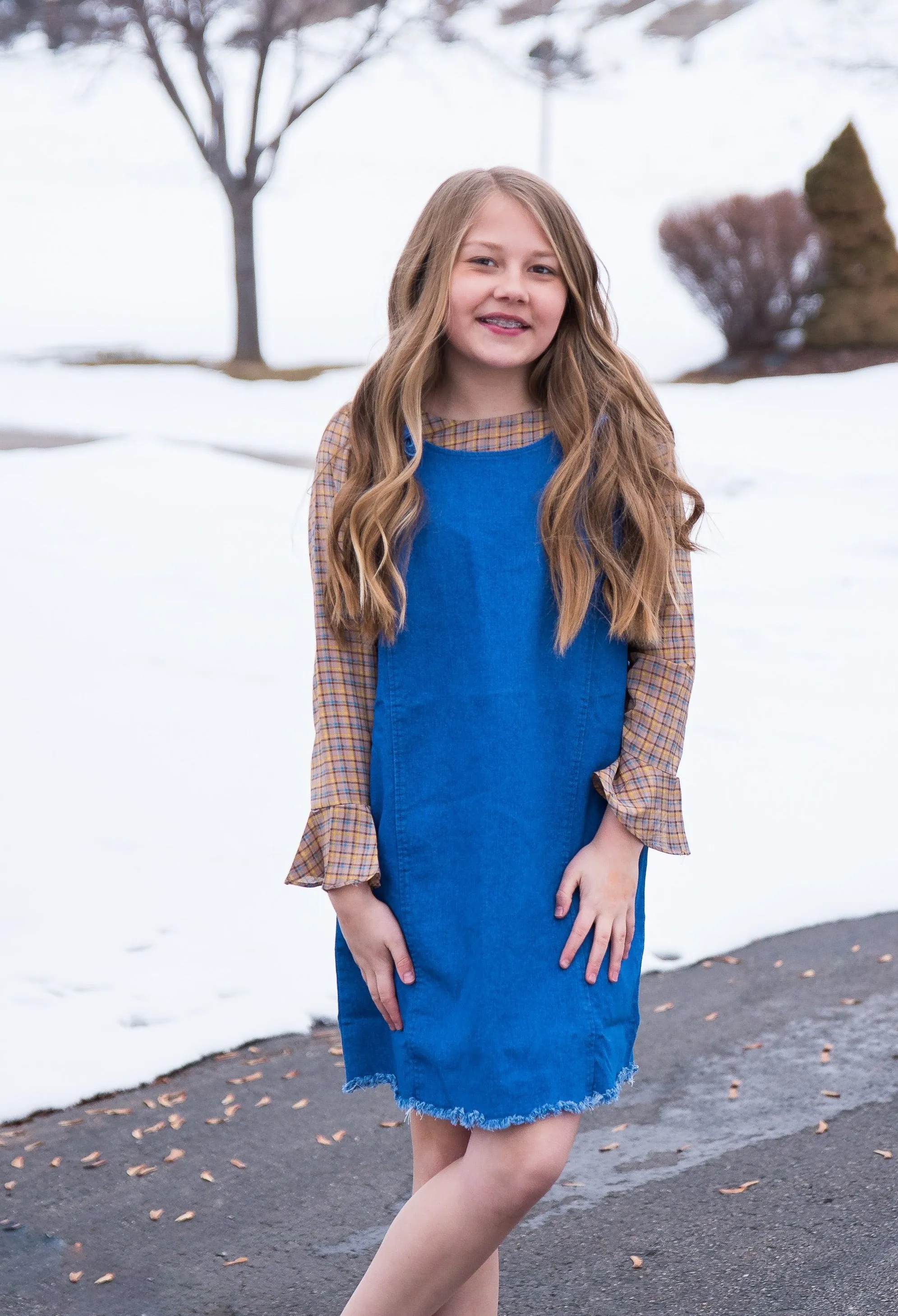 Girls Denim Overall Dress