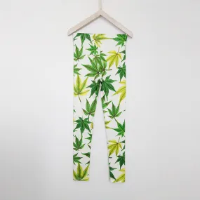 Green Leaf Printed Sexy Activewear Leggings