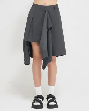 Grey Layered Shirt Detail Mini Skirt