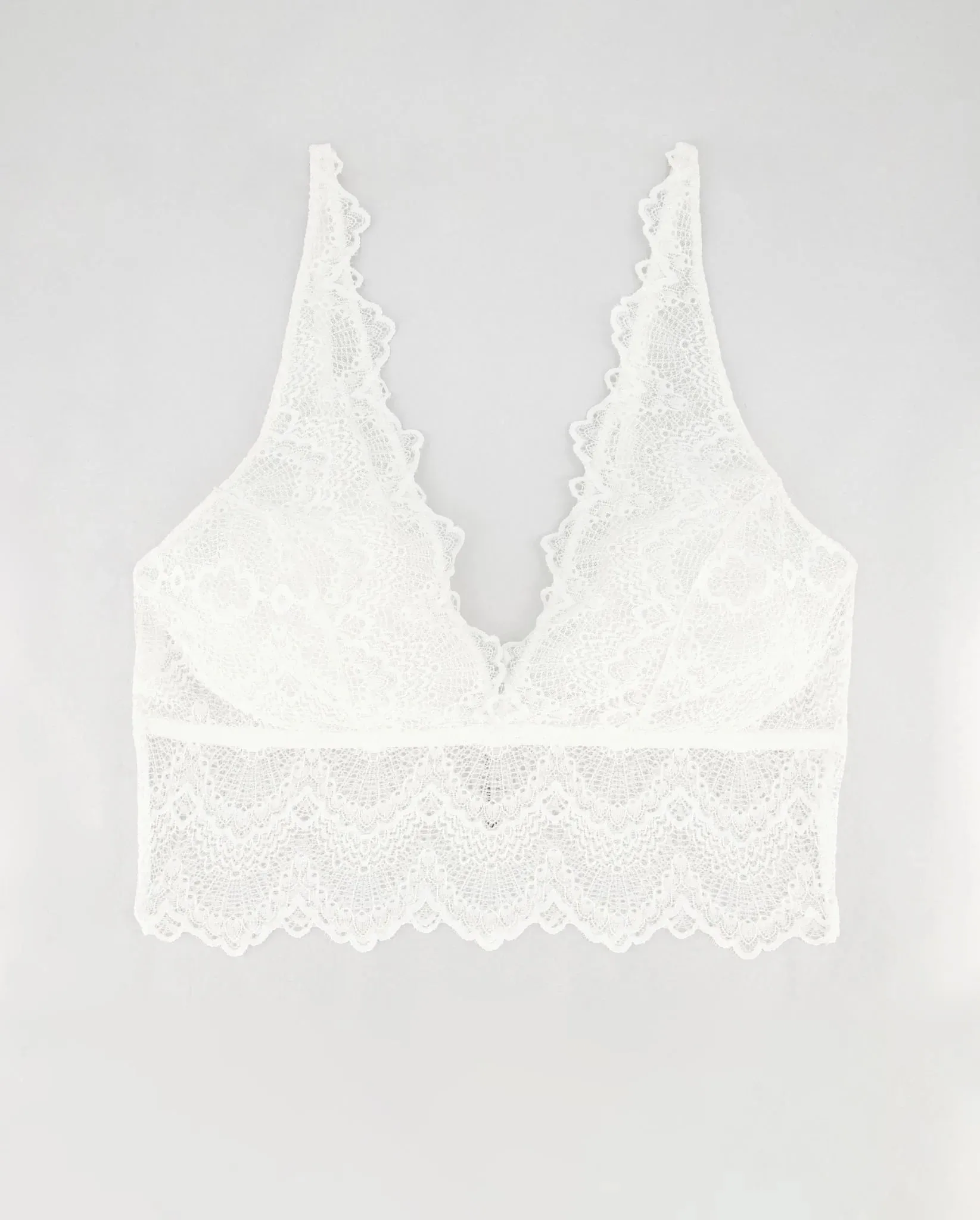 Lace Plunge Bralette Top Blanche White