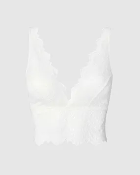 Lace Plunge Bralette Top Blanche White