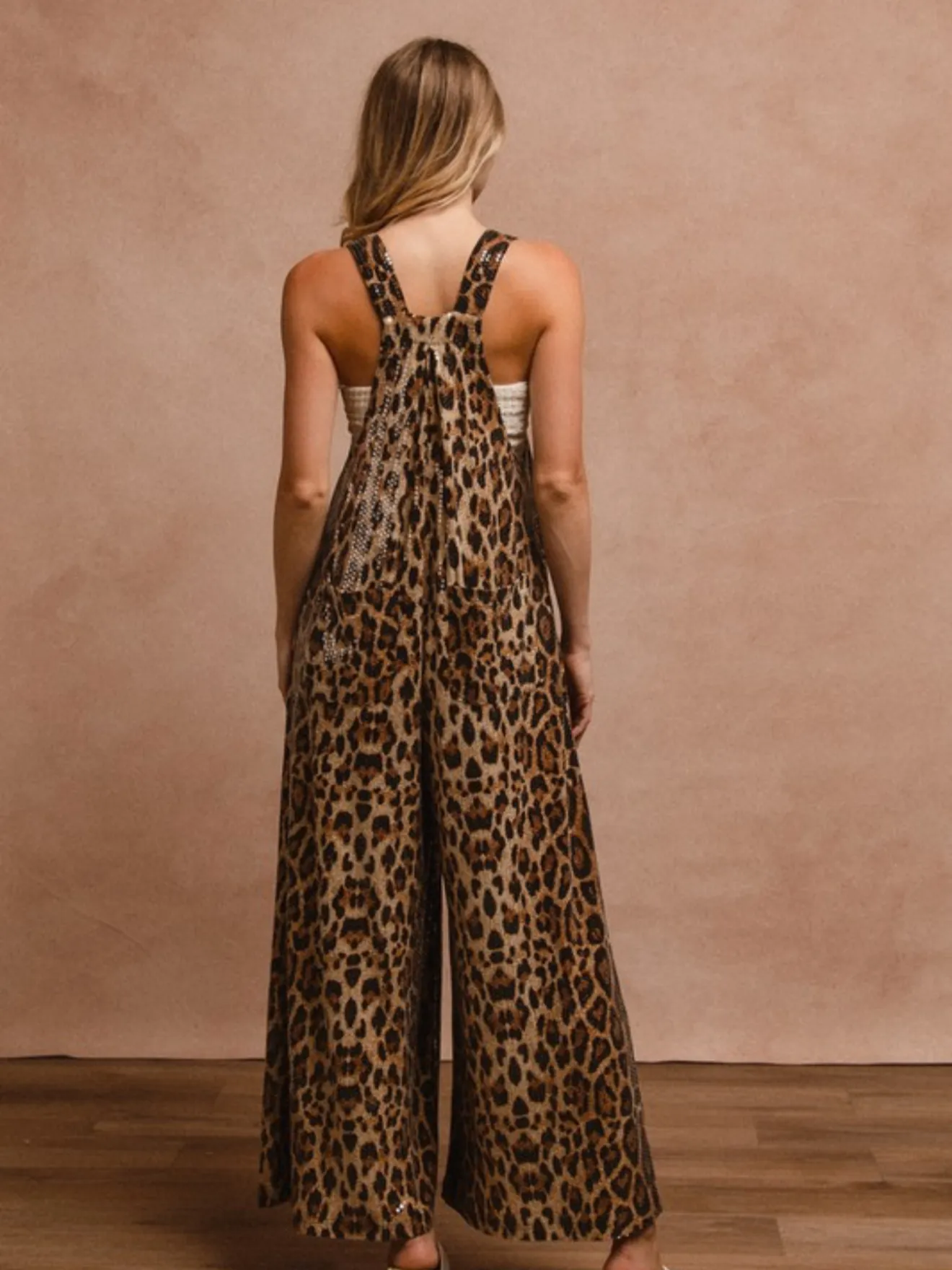 Leopard Sequin Overalls